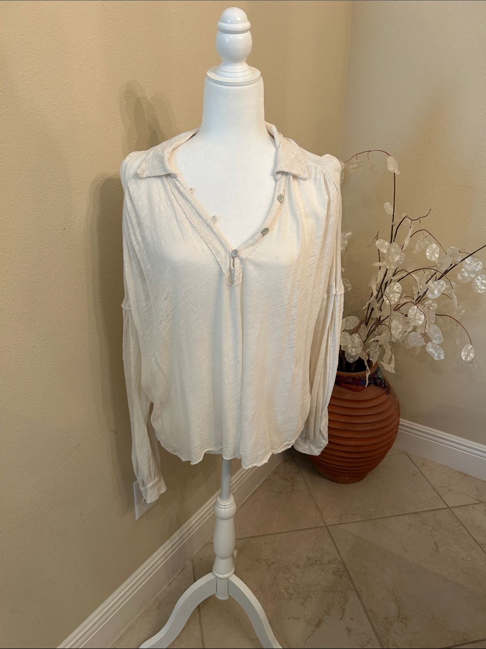 We The Free Lightweight Cream Peasant Blouse - Women’s Large
